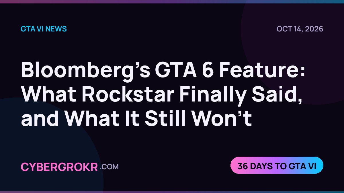 Bloomberg's GTA 6 Feature: What Rockstar Finally Said, and What It Still Won't