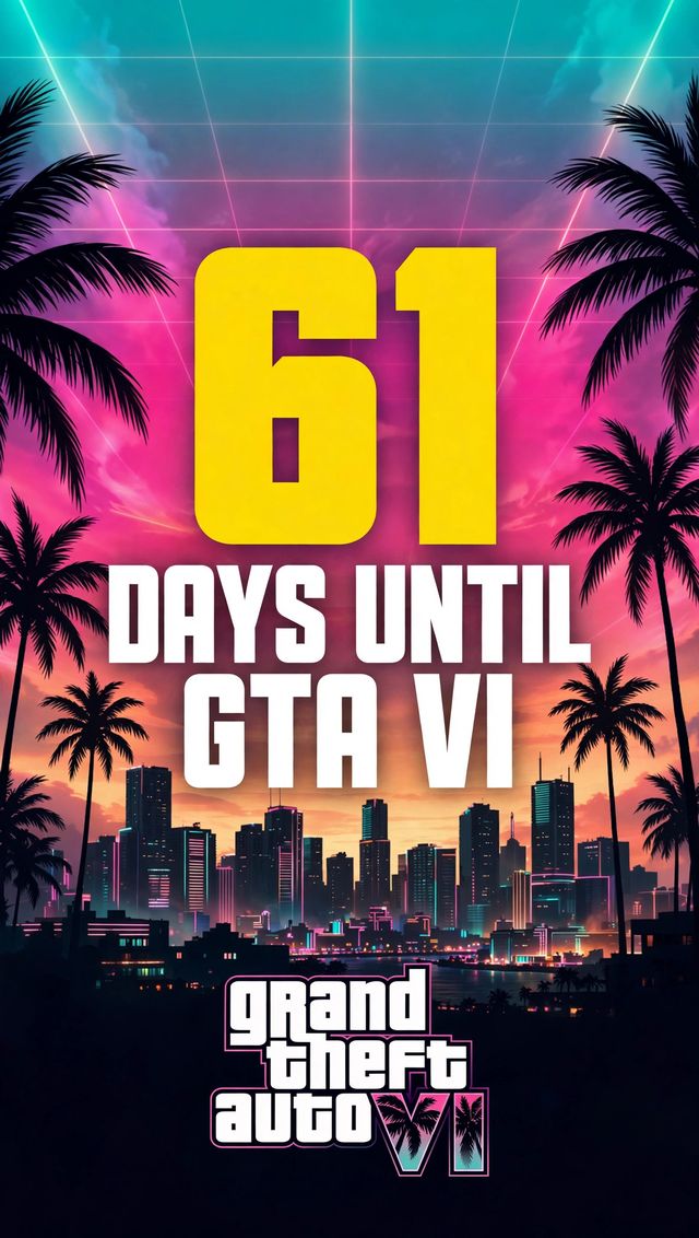 Neon city cover art for the 61 Days Until GTA VI countdown video by GTAVI INSIDER