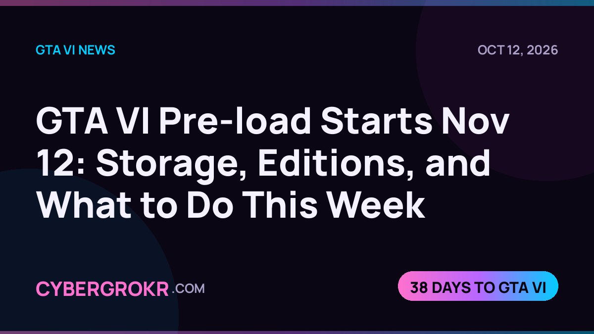 GTA VI Pre-load Starts Nov 12: Storage, Editions, and What to Do This Week — CyberGrokr GTA VI News